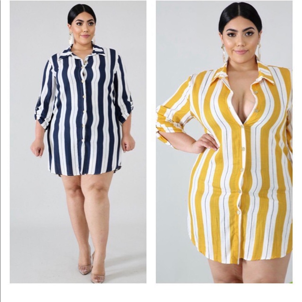 Plus size stripped tee shirt dress